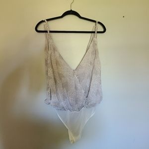 Free People Backless White Leopard Bodysuit